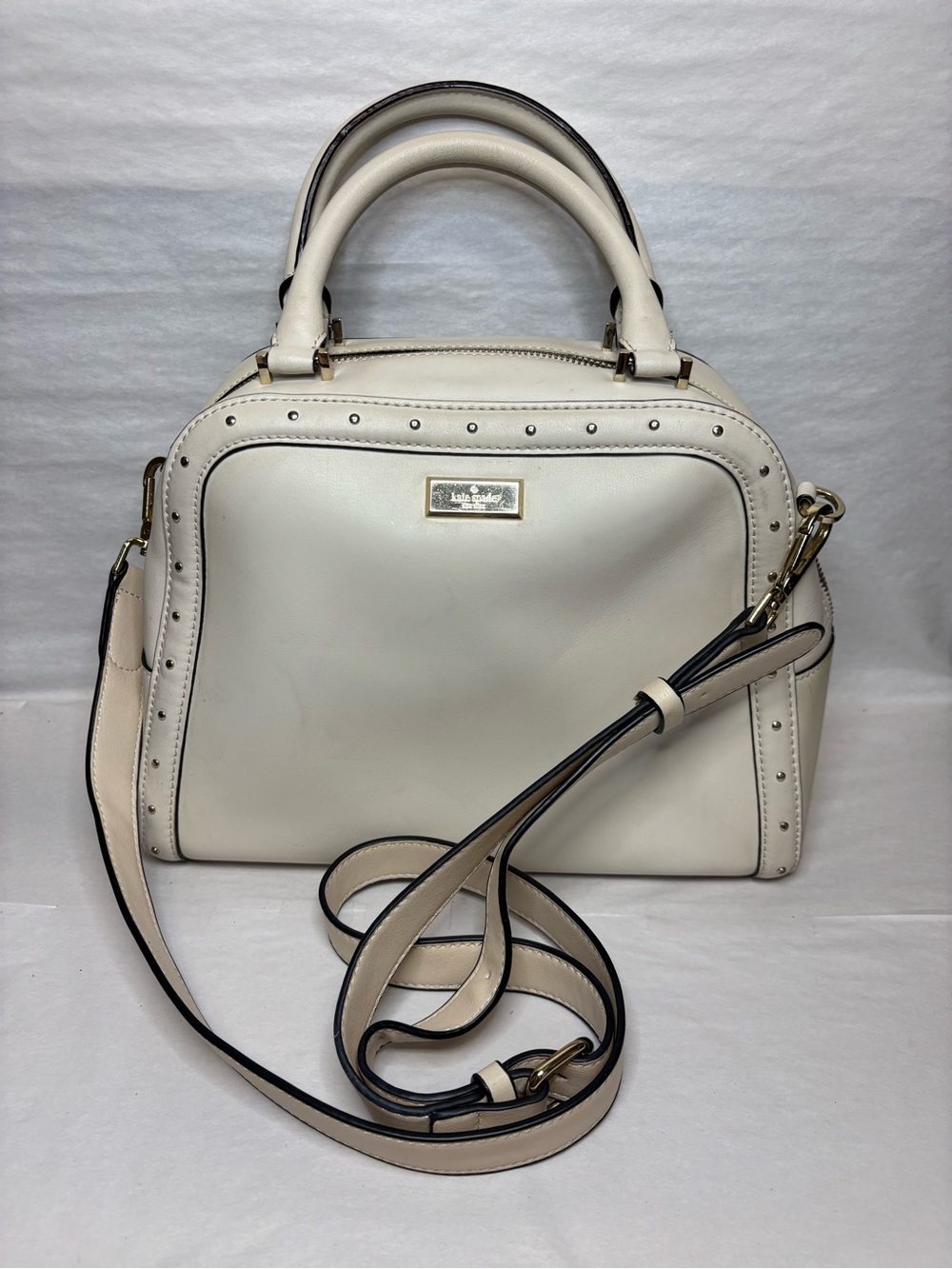 Kate Spade New York Helena Street Small Rocki Satchel Bag Cream Leather #6035